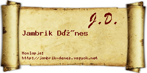 Jambrik Dénes névjegykártya